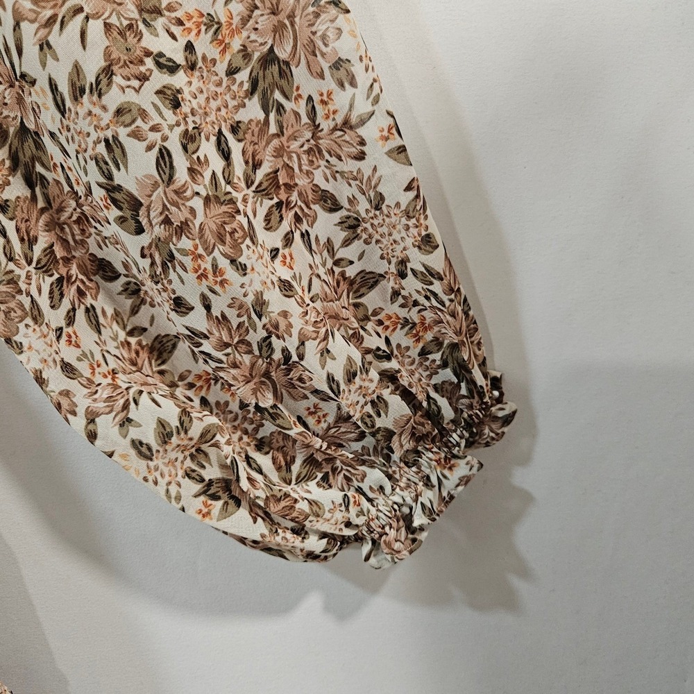 Show Me Your Mumu Birdie Dress Tiered Boho Cottage L Floral Pink Sheer Peasant - Picture 9 of 15
